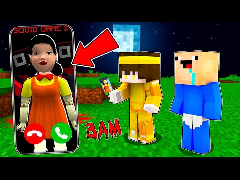 NUNCA LLAMES a EL JUEGO DEL CALAMAR 2 a las 3 AM en Minecraft! 💀📱😱 | 2 Noobs vs SQUID GAME 2