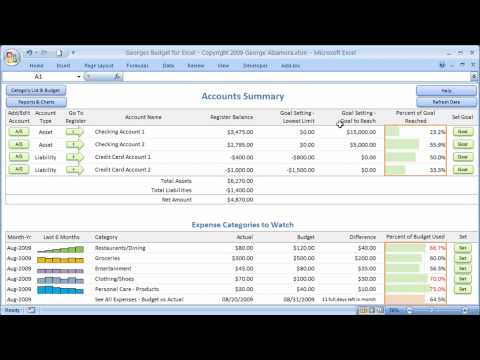 Budget Spreadsheet and Excel Checkbook Register for...