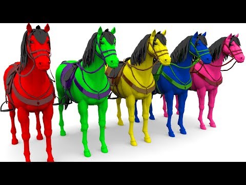 Animales para niños | Aprende los colores con animales de elefante caballos en la granja para niños