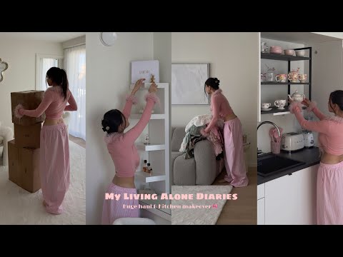 My Living Alone Diaries | Huge Haul & kitchen Makeover 🎀🌸🩰🤍