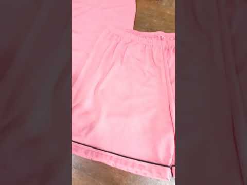 Pijama Baby Doll Americano Manga curta Coral