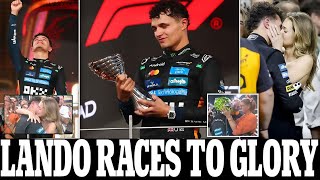 Lando Norris is F1 world champion! British driver, 26, kisses model girlfriend Magui Corceiro...