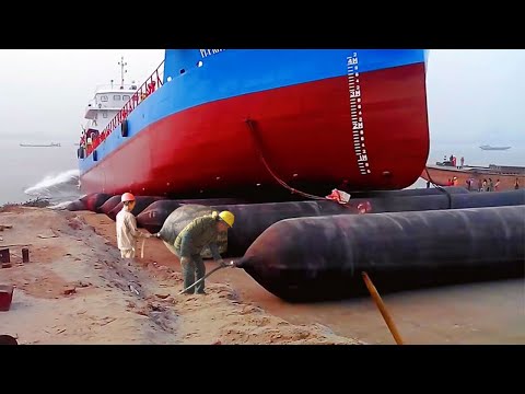 The Incredible Giant Ship Was Launched, Using Airbags To Roll it Into The Water—What an Eye-Opener!