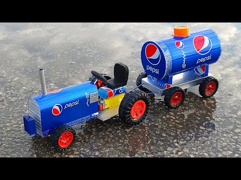 How to Make A tractor water tanke with pepsi cans 🚜  Cars at Home - DIY Toy