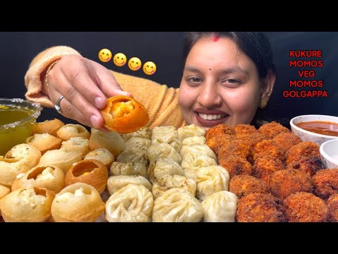 EATING 😋😋GOLGAPPA, Veg Momos, Kurkure Momos I Street Food Asmr II Mukbang II Foodie Gd