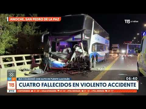 Fatal accidente de tránsito entre un bus y un vehículo deja cuatro fallecidos en Concepción