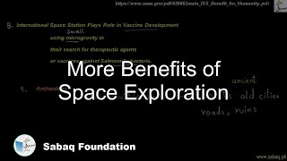 More Benefits of Space Exploration