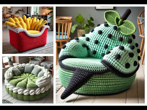 Gourmet style lazy sofa knitted with wool (share ideas)#design #crochet #sofa