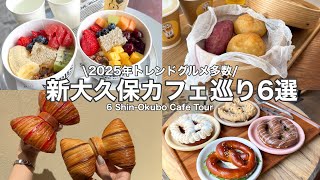 【新大久保】韓国トレンドグルメ＆カフェ6選🇰🇷〜2025年版〜Shin-Okubo food tour(with English subtitles)