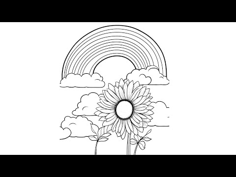 drawing beautiful rainbow flowers for kids and toddlers