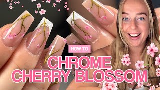 How To: Chrome Cherry Blossom Nail Art Tutorial🌸✨