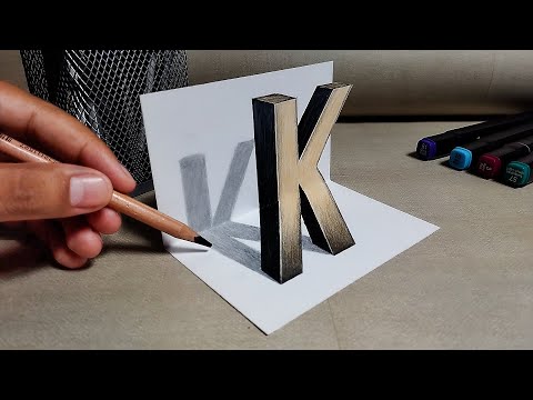 ⭐ Dibujos 3D 👉 Como dibujar LETRAS K en 3D [arte fácil]