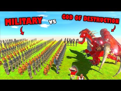 MILITARY vs GOD OF DESTRUCTION in Animal Revolt Battle Simulator with SHINCHAN and CHOP