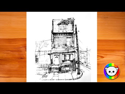 How to draw a building - Urban sketch scenery tutorial