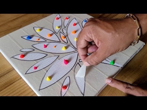 How To Cut Masking Tape Stencil On Canvas / Easy Acrylic Painting / 365 Days Challenge / Day #33