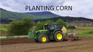 John Deere 6R Planting Corn and Spreading Fertilizer in the Field