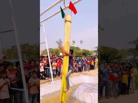 Who will win the challenge of climbing the tough oily banana tree??