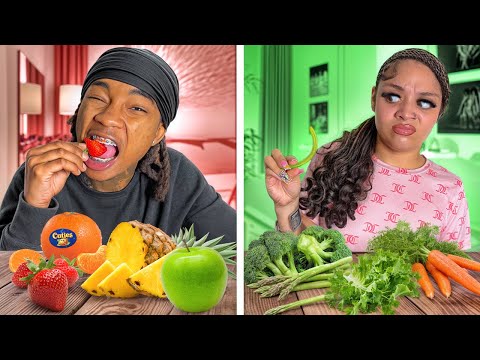 FRUITS  🍌 VS VEGETABLES 🥦  CHALLENGE W/ MY BOYFRIEND *MUST WATCH*