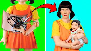 Barbie Rica VS Muñeca Pobre De El Juego Del Calamar!Trucos Secretos De Crianza, Gadgets Inteligentes