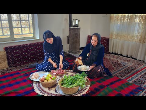 Cooking Traditional ABGOOSHT POLO with lamb meat in the Village | Village Cooking