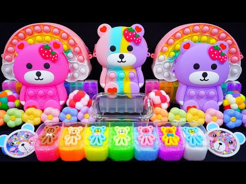 "Cute Bears" Slime. Mixing Makeup into clear slime! 🌈ASMR🌈 #satisfying #슬라임 (610)