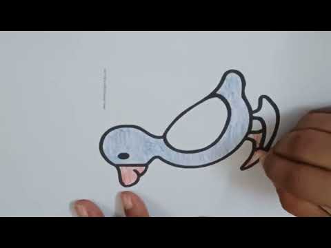 draw a picture of a duck walking with colored pencils
