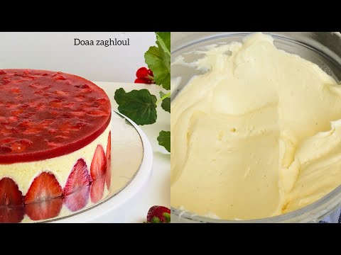 Fraisier cake   كريم موسيلين طعم لذيذ وغني وخفيف /دعاء زغلول