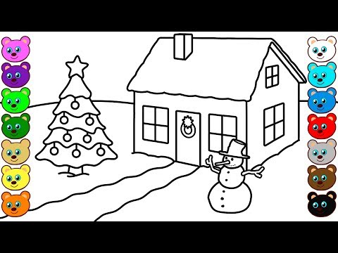 Christmas Winter House - Coloring Pages for Children