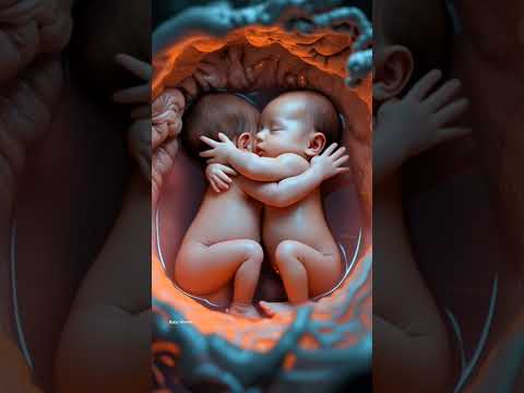 Hugging Twins Babies inside the Womb   #shorts #twins #twinsbaby #baby #viral
