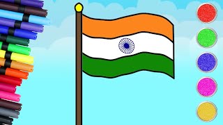 Draw Indian Flag 🇮🇳 | Indian Flag Kaise Banate Hai | Learn to Draw | Hooplakidz Hindi
