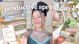 weekly reset, productive work days, & office decor updates!🎧🌷
