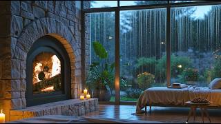 Fall Asleep Fast 🌧️ Cozy Rain & Fireplace Room | Relaxing Sounds for Deep Sleep