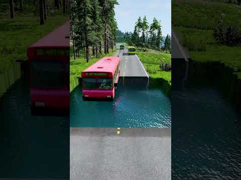 Bus vs huge water pit #90 | #carsvsrpothole #beamngpotholes #massivepotholes #deepwaterbeamngdrive