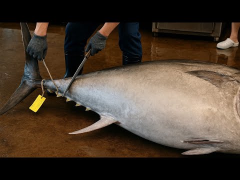 Watch a 475kg Bluefin Tuna Get Sliced Like Butter #BluefinTuna #TunaCutting #SushiChef
