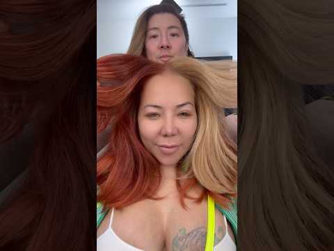 Tiny getting #GuyTang Hair with Split color