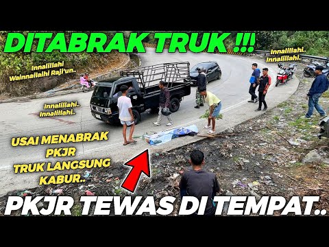 TERTABRAK TRUK BAWA KONTAINER !!! Petugas PKJR T*W*S Di Tempat Tepat Di Tikungan Sitinjau Lauik