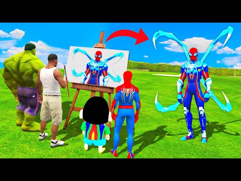 GTA 5 | GTA5 BUT WHATEVER 4 ARM ADVANCE SPIDERMAN SHINCHAN, FRANKLIN & HULK DRAWS COMES TO REAL LIFE