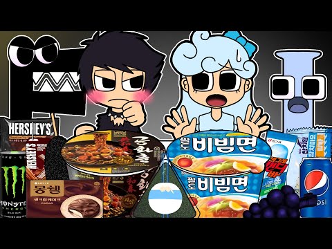 Convenience Store BLACK BLUE Food Real Life Humanized Alphabet Lore F vs I MUKBANG ANIMATION | ASMR