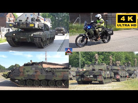 Kampfpanzer Leopard 2 vom Panzerbataillon 203 aus Augustdorf Bahnhof Sennelager Bundeswehr Manöver