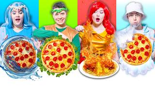 Fire, Water, Air, and Earth Food Challenge for 24 hours | Four Elements Eating Challenge By Sweedee