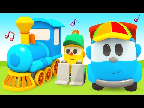 Leo the truck carries the train's parts and assembles the train while singing with friends.