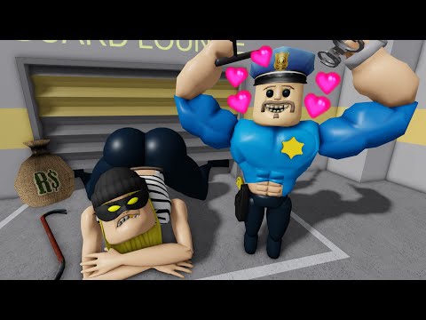 THIEF BARRY WOMAN Vs COP MUSCLE BARRY in BARRY'S PRISON RUN! New Scary Obby (#Roblox)