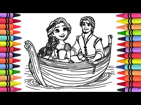 How to colour Easy Rapunzel and Flynn Easy colouring step by step