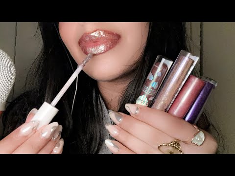 ASMR~ TINGLY Glitter Lipgloss Application, Mouth Sounds, Tapping & Clicky Whispers ✨