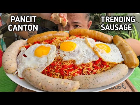 SUPER SPICY PANCIT CANTON | TRENDING SAUSAGE | MUKBANG PHILIPPINES