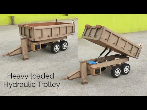 How To Make Heavy Loaded Hydraulic Tractor Trolley With Cardboard | Hydraulic Tractor Trolley