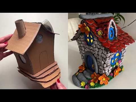 Miniature Fairy House with Light – DIY Cardboard and Clay Project