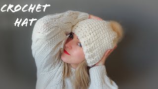 Left handed crochet winter hat for beginners