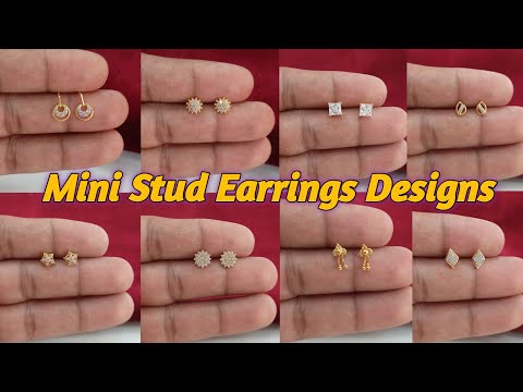 light weight gold mini stud earrings designs 2024 with weight & price || Mini Stud Earrings Designs