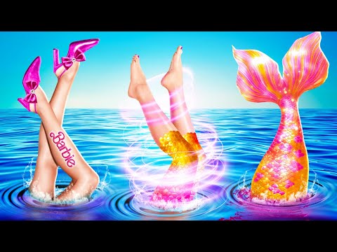 ¡BARBIE CAMBIA ZAPATOS POR ESCAMAS! 🧜‍♀️✨ Transformación Extrema de Sirena